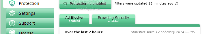 Showing the Adguard Web Filter interface